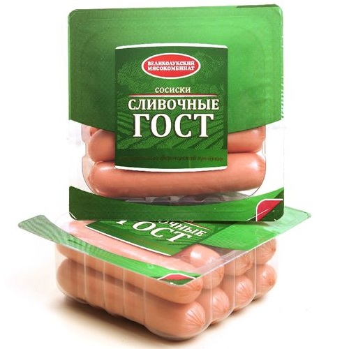 ВЕЛИКОЛУКСКИЙ МК сосиски Сливочные ГОСТ без сои 330г