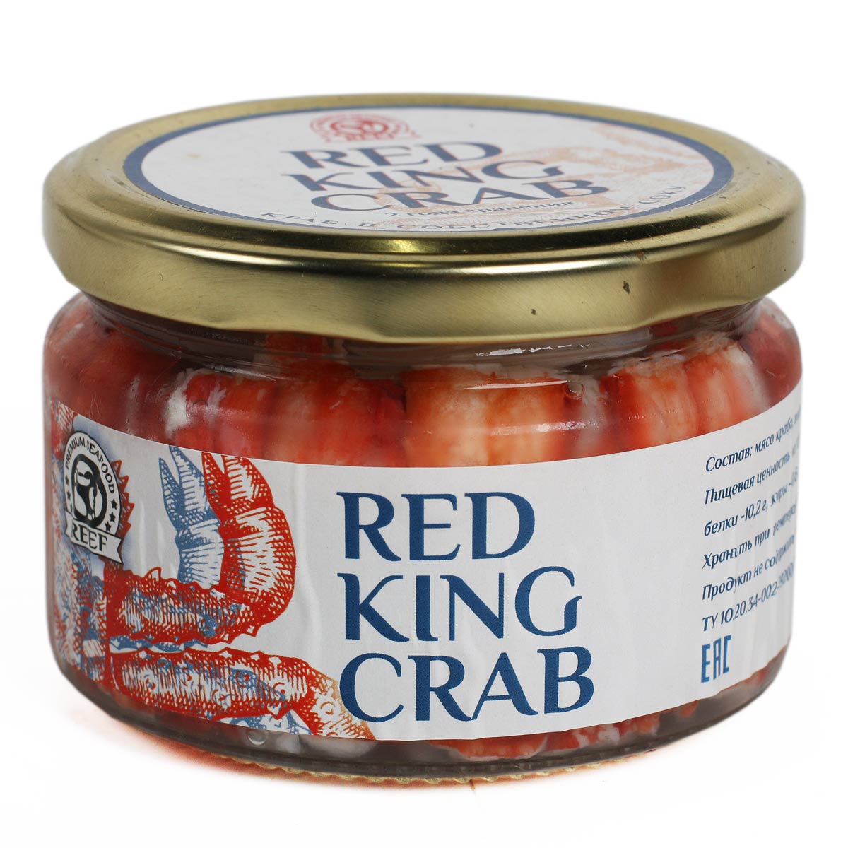 RED KING CRAB Мясо краба в собственном соку фаланги 240г