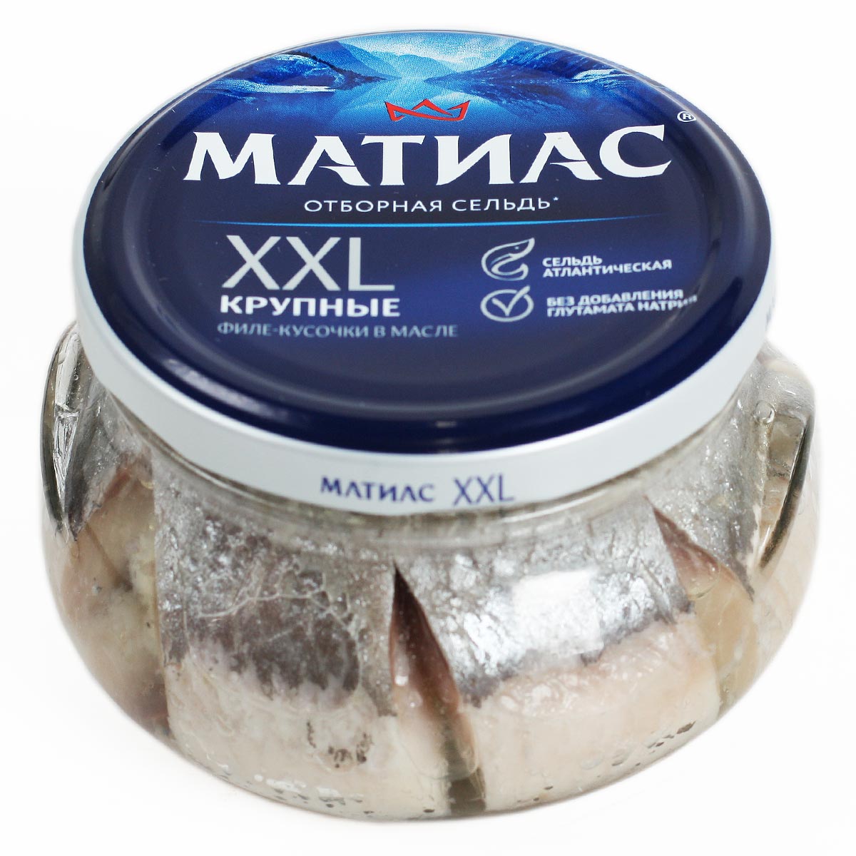 Матиас Отборная сельдь филе-кусочки в масле XXL 260г Матиас Отборная сельдь филе-кусочки в масле XXL 260г