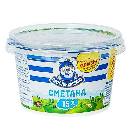 ПРОСТОКВАШИНО сметана 15% 180г ПРОСТОКВАШИНО сметана 15% 180г