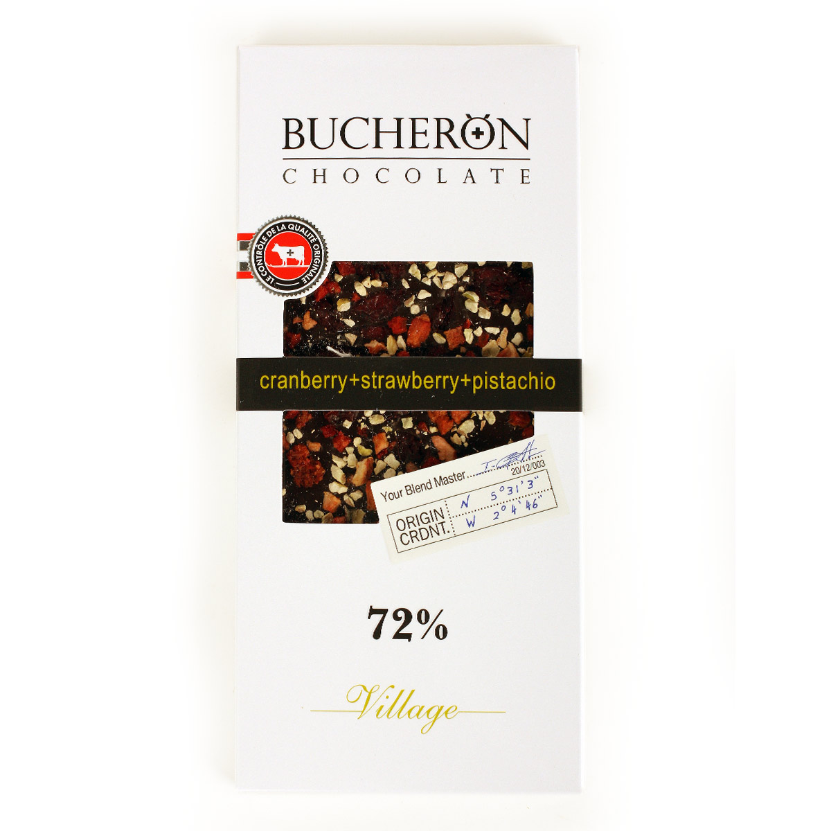 BUCHERON шоколад горький Бушерон с садовой клубникой фисташками и клюквой 72% 100г