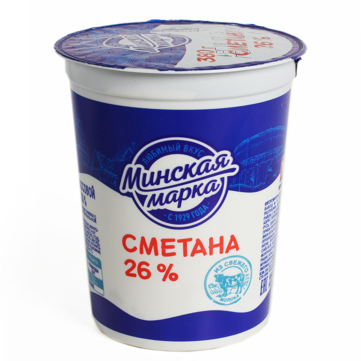 Минская марка сметана 26% 380г 