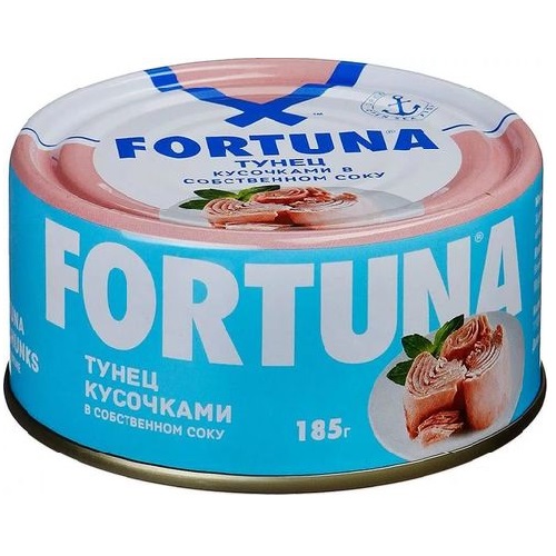 FORTUNA тунец кусочками в собственном соусе премиум 185г