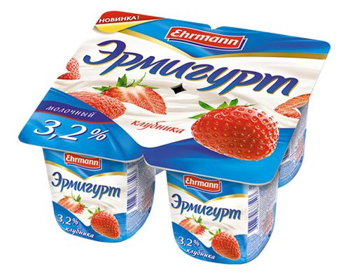 Ehrmann Эрмигурт йогурт Клубника 3.2% 4х115г 460г Ehrmann Эрмигурт йогурт Клубника 3.2% 4х115г 460г