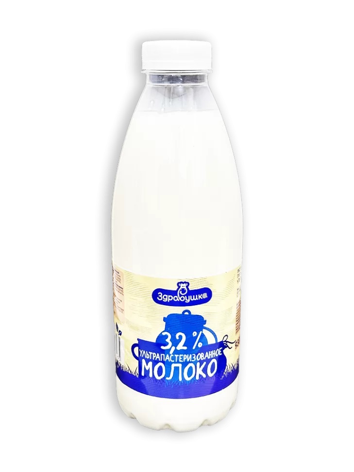 Здравушка молоко пастерилизованное 3,2 % 930г