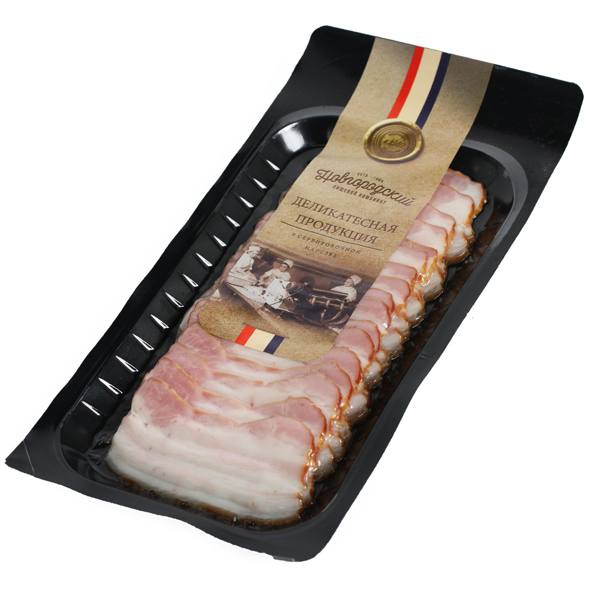 Грудинка свиная премиум в нарезке 150г Новгородский пищевой комбинат