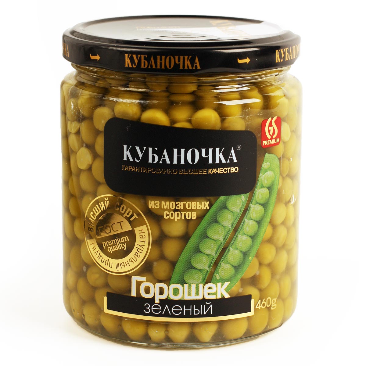 Зеленый горошек Кубаночка мозговых сортов стеклянная банка 460г Зеленый горошек Кубаночка мозговых сортов стеклянная банка 460г