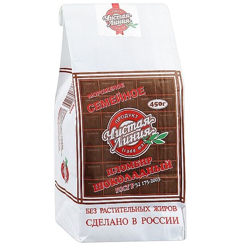 ЧИСТАЯ ЛИНИЯ Семейное пломбир шоколадный 450г