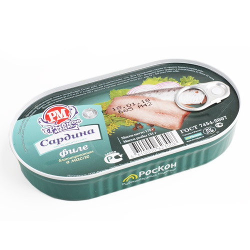 Сардина филе в масле Роскон 175г