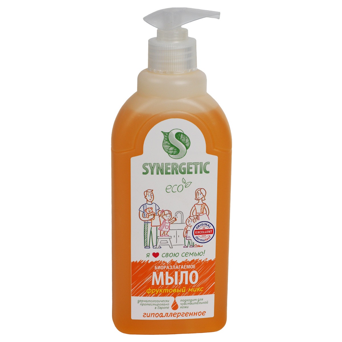 Гипоаллергенное биоразлагаемое жидкое мыло SYNERGETIC 500мл