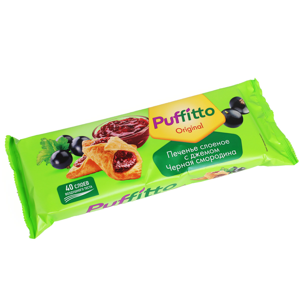 PUFFITTO Печенье слоеное с джемом черная смородина KDV 125г PUFFITTO Печенье слоеное с джемом черная смородина KDV 125г
