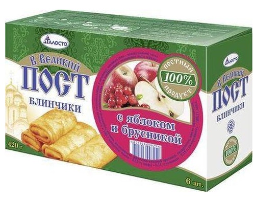 ТАЛОСТО Блины В ВЕЛИКИЙ ПОСТ с яблоком и брусникой, 420 г