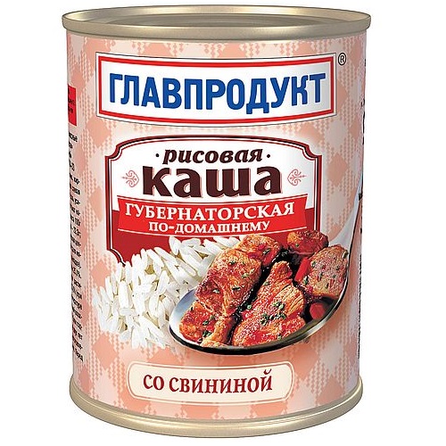 ГЛАВПРОДУКТ Каша рисовая со свининой 338г ГЛАВПРОДУКТ Каша рисовая со свининой 338г