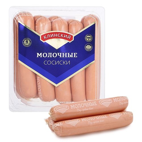 КЛИНСКИЙ МК сосиски Молочные 470г КЛИНСКИЙ МК сосиски Молочные 470г