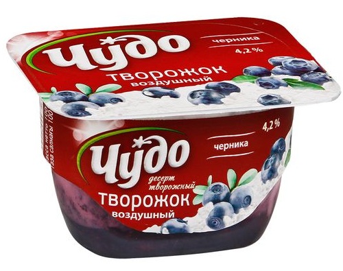 ЧУДО Творожок воздушный Черника 4.2% 100г ЧУДО Творожок воздушный Черника 4.2% 100г