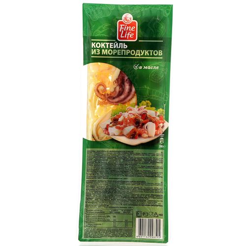 Коктейль из морепродуктов в масле FINE LIFE 200г Коктейль из морепродуктов в масле FINE LIFE 200г