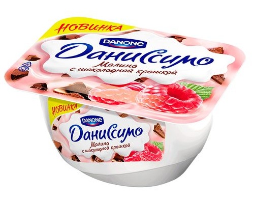 ДАНИССИМО Десерт творожный  Малина с шоколадной крошкой 130г
