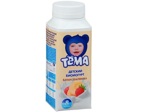 ТЕМА Биойогурт детский банан земляника 2.8% 210г ТЕМА Биойогурт детский банан земляника 2.8% 210г