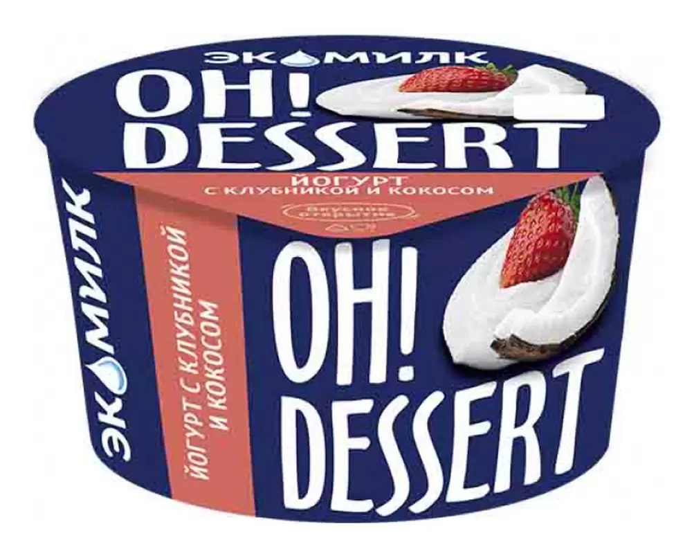OH! DESSERT Йогурт с клубникой и кокосом 4,2% 130 г Экомилк