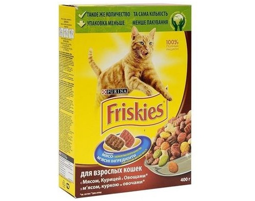 FRISKIES для взрослых кошек мясо,курица,овощи 400г