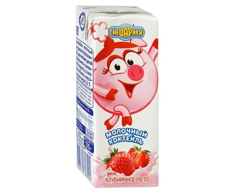 СМЕШАРИКИ Молочный коктейль Клубника 2,5%, 210г 