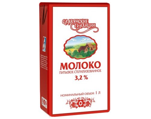 Славянские Традиции молоко стерилизованное 3.2 % 1л 