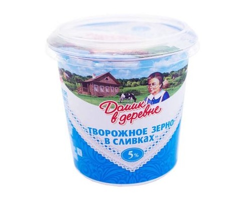 ДОМИК В ДЕРЕВНЕ творожное зерно в сливках 5% 350г