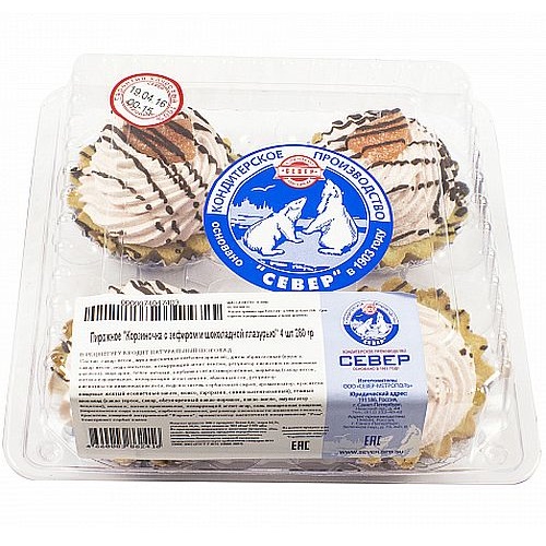 Пирожное Корзиночка зефир-шоколад 4 шт 280 г