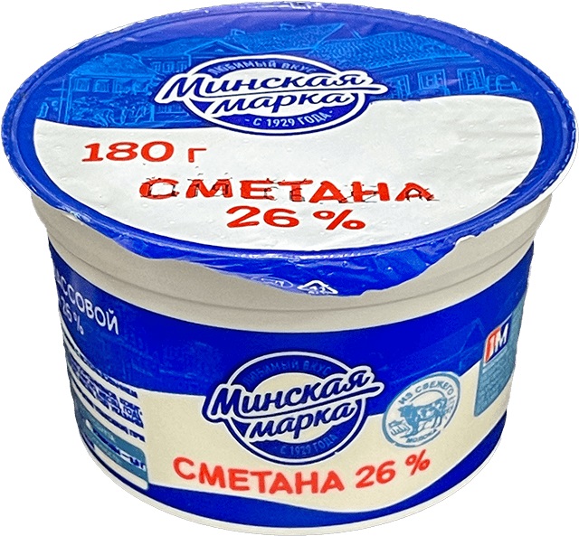 Минская марка сметана 26% 180г 
