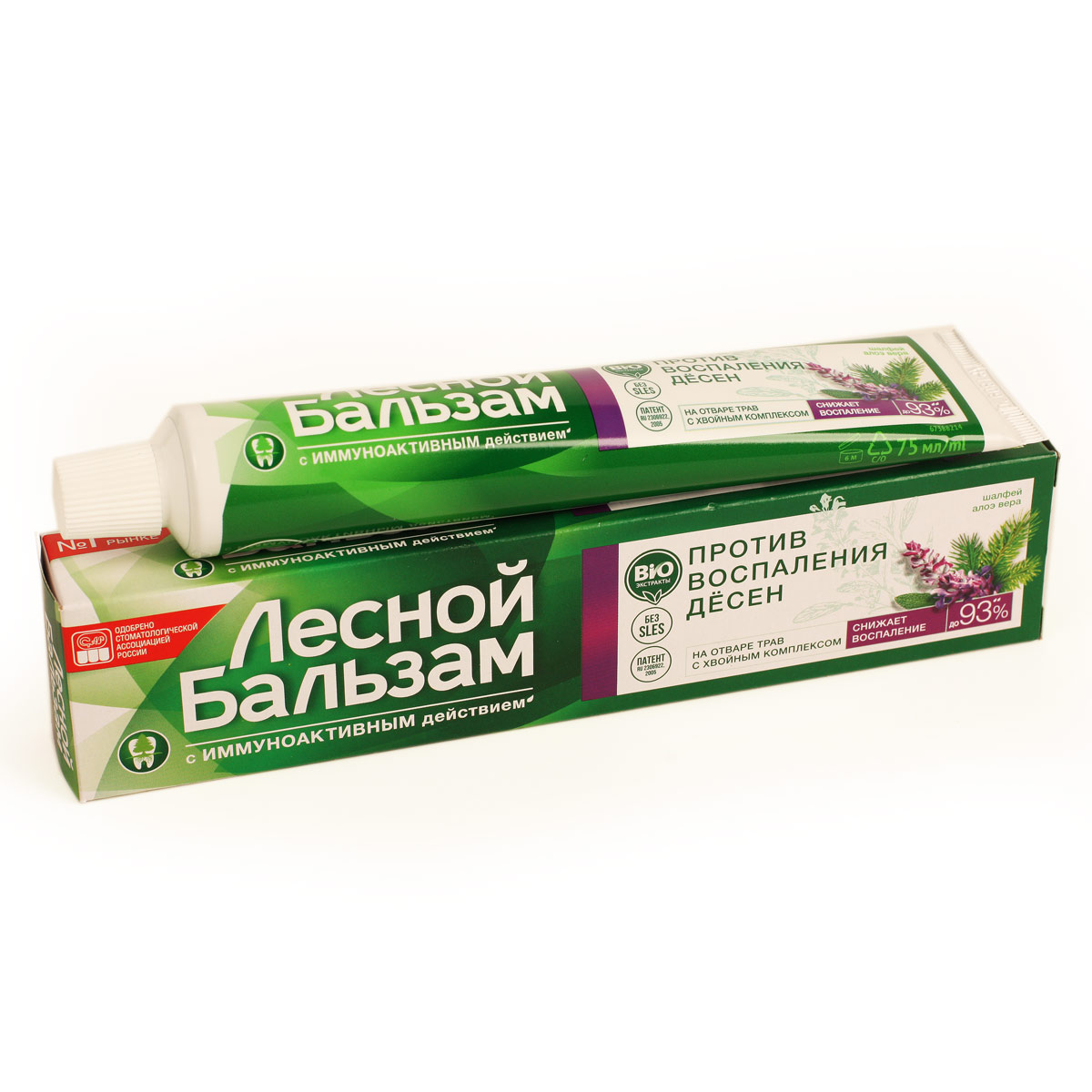 ЛЕСНОЙ БАЛЬЗАМ зубная паста против воспаления десен Шалфей Алоэ-Вера 75мл