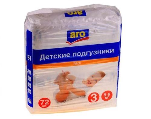 Aro подгузники midi 5-9кг 72шт 