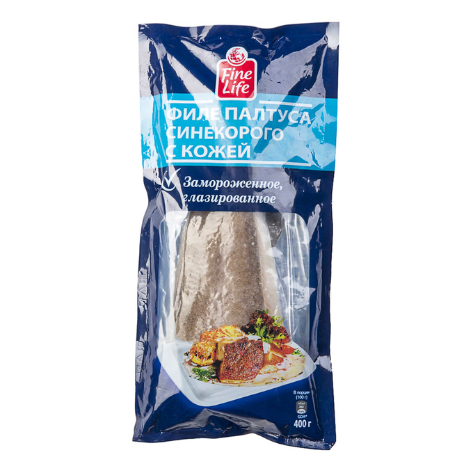 Филе Палтуса свежемороженое на коже FINE LIFE 400г