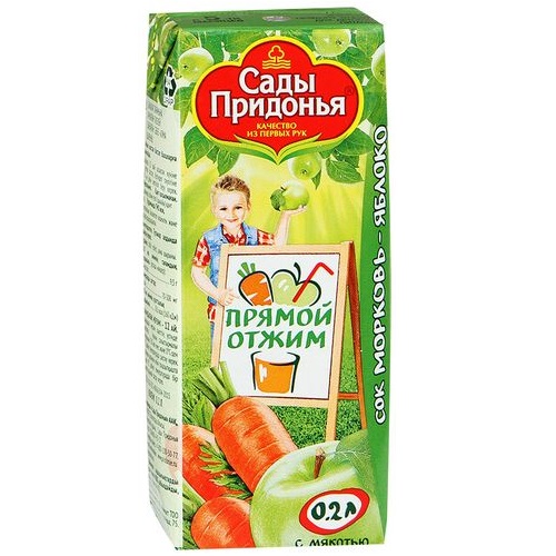 Сады Придонья сок Яблоко - Морковь 0.2л Сады Придонья сок Яблоко - Морковь 0.2л