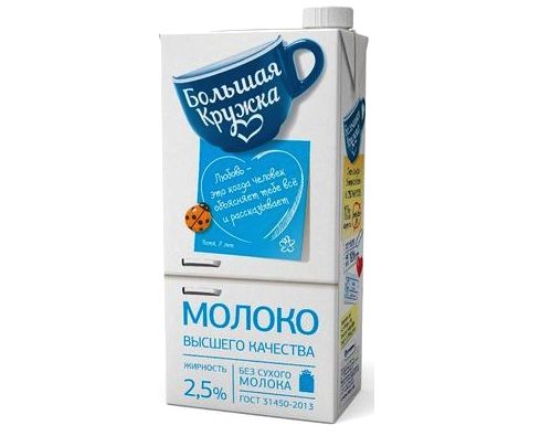 БОЛЬШАЯ КРУЖКА молоко ультрапастеризованное 2.5% 1.98л