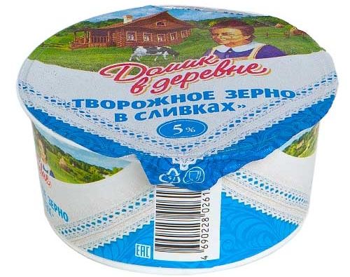ДОМИК В ДЕРЕВНЕ творог зерновой в сливках 5% 130г
