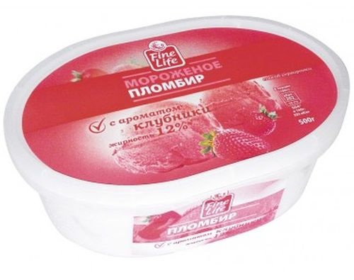 FINE LIFE Пломбир c ароматом клубники 500г 