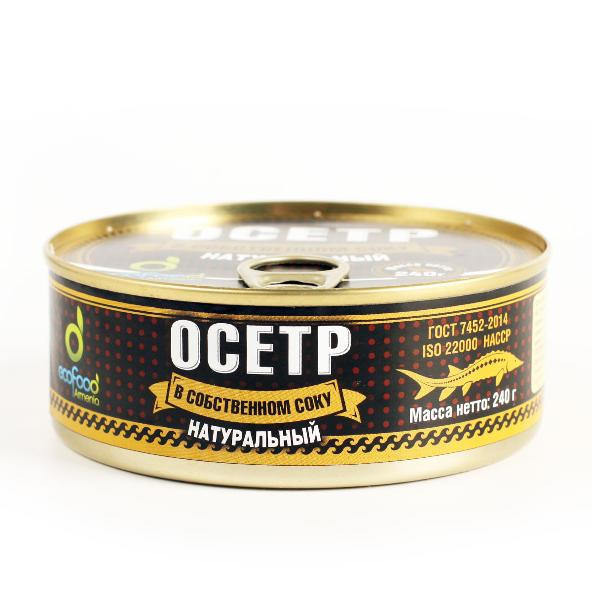 Осетр натуральный в собственном соку Ecofood 240г Осетр натуральный в собственном соку Ecofood 240г