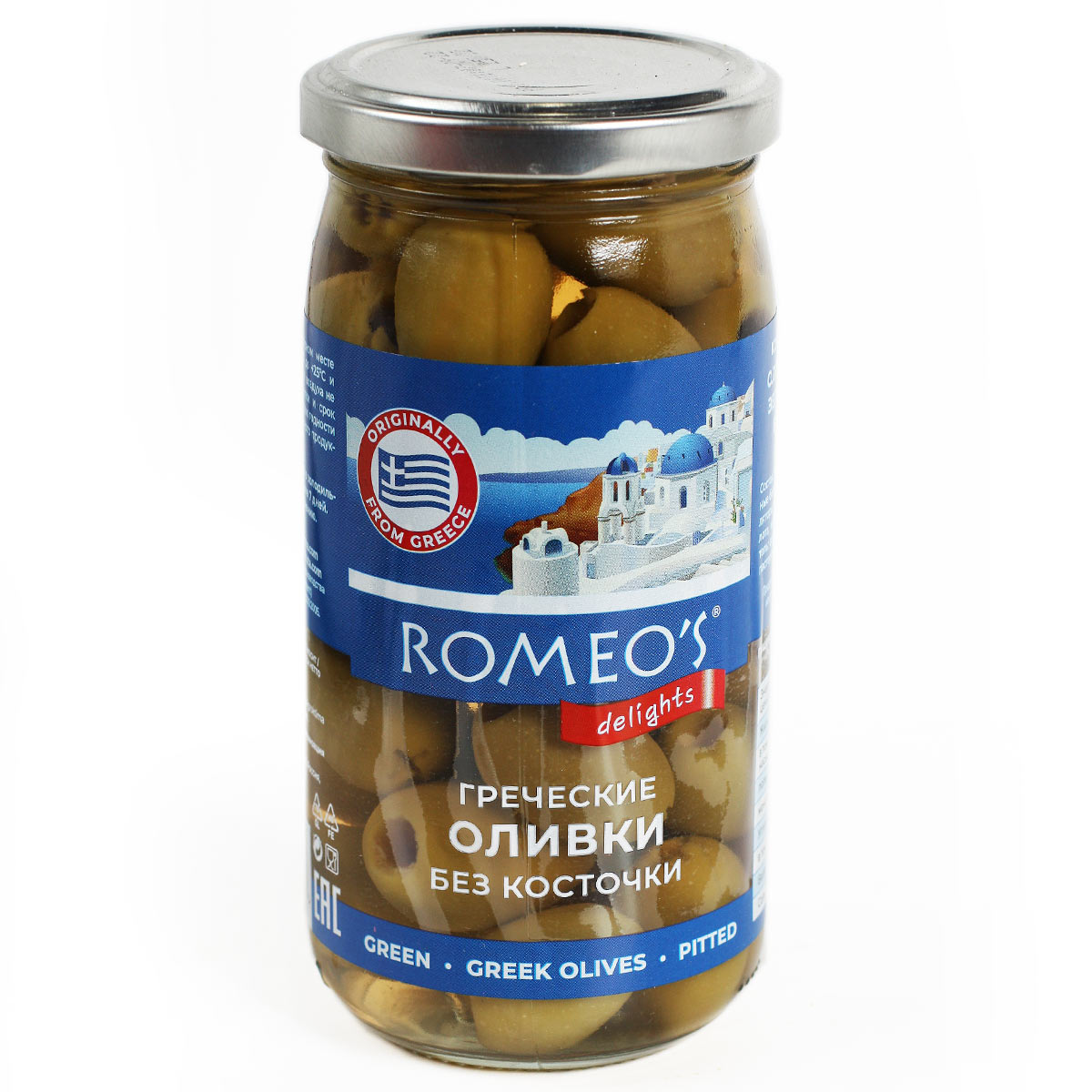 ROMEOS Греческие оливки без косточки 340г ROMEOS Греческие оливки без косточки 340г