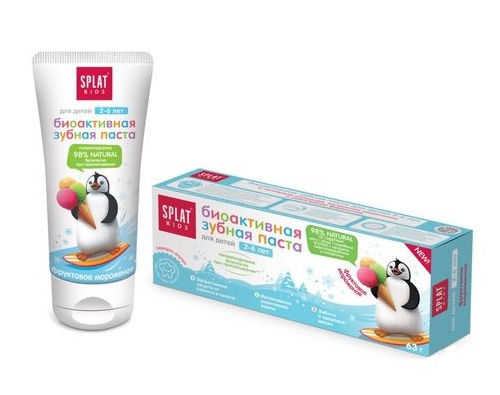 SPLAT KIDS биокативная зубная паста для детей 2-6 лет фруктовое мороженое 63г