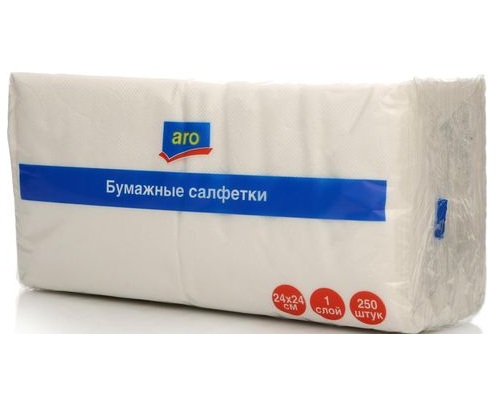 Aro салфетки бумажные 1 слой 24X24 250шт