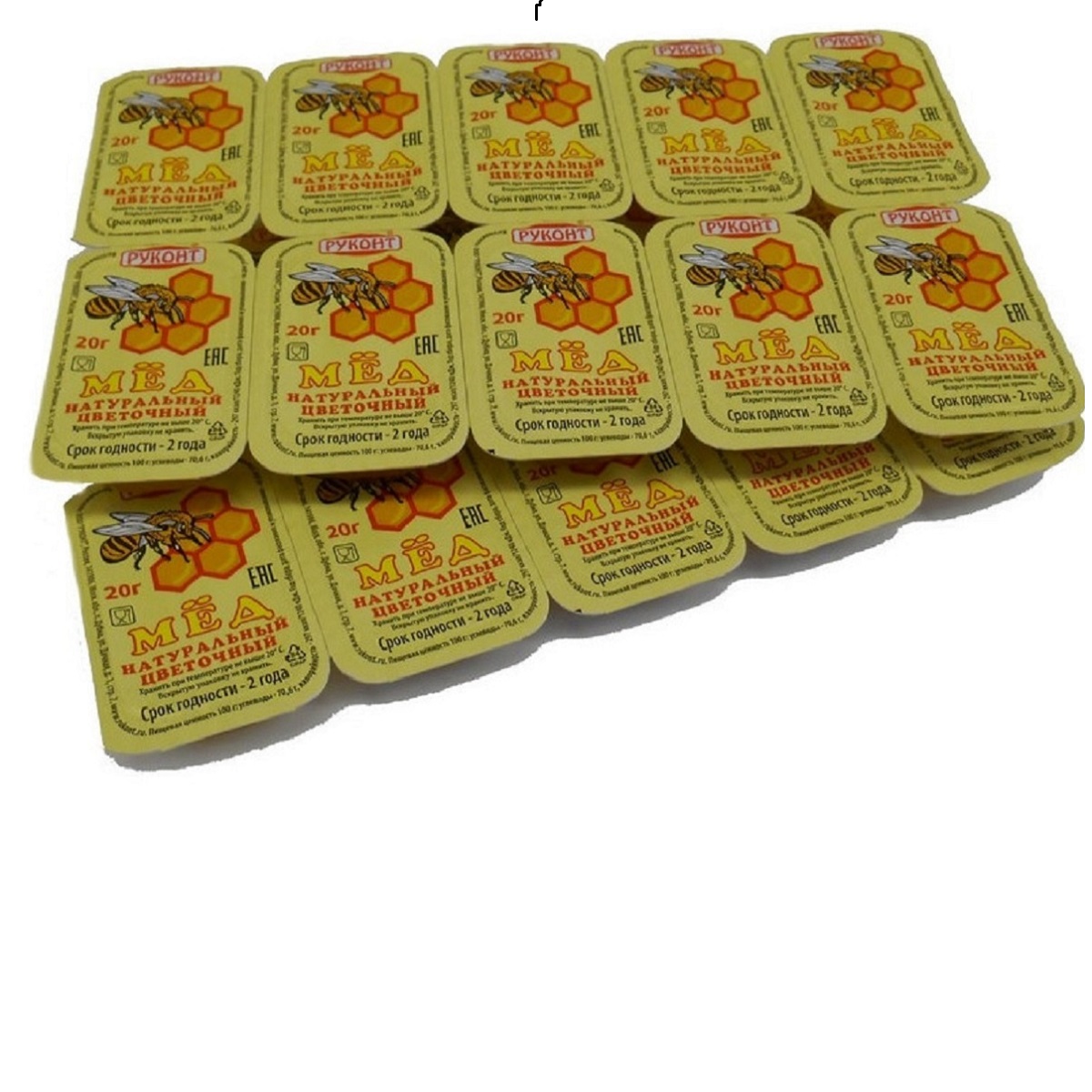 Порционный мед Руконт натуральный 20г 10шт