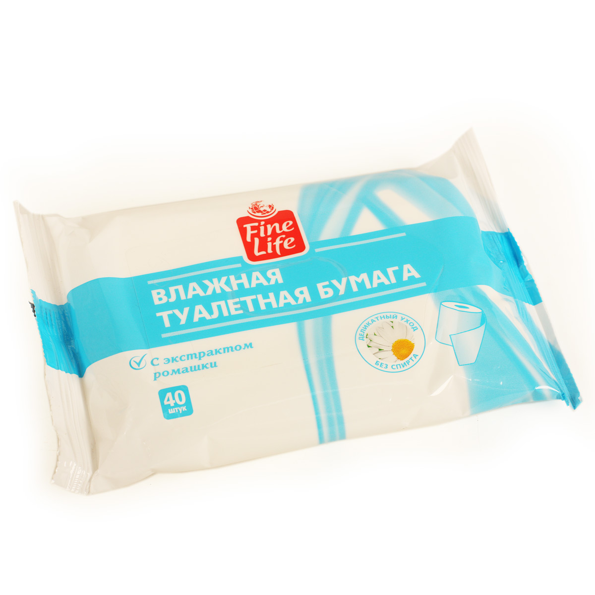 Влажная туалетная бумага с экстрактом ромашки FINE LIFE 40шт