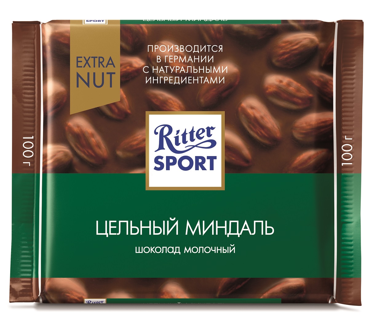 Риттер Спорт шоколад молочный цельный миндаль 100г Риттер Спорт шоколад молочный цельный миндаль 100г