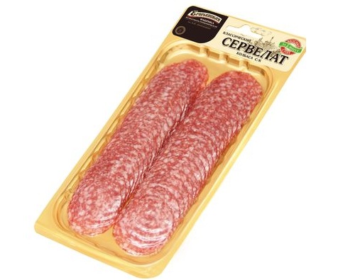 Егорьевская колбаса Сервелат Классический сырокопченый нарезка 100г