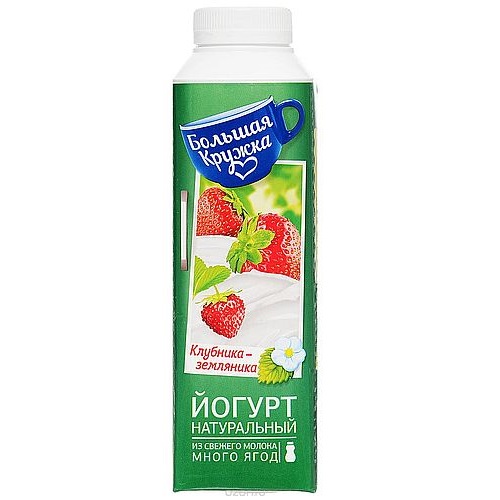 БОЛЬШАЯ КРУЖКА Йогурт земляника клубника 1.9% 500г БОЛЬШАЯ КРУЖКА Йогурт земляника клубника 1.9% 500г