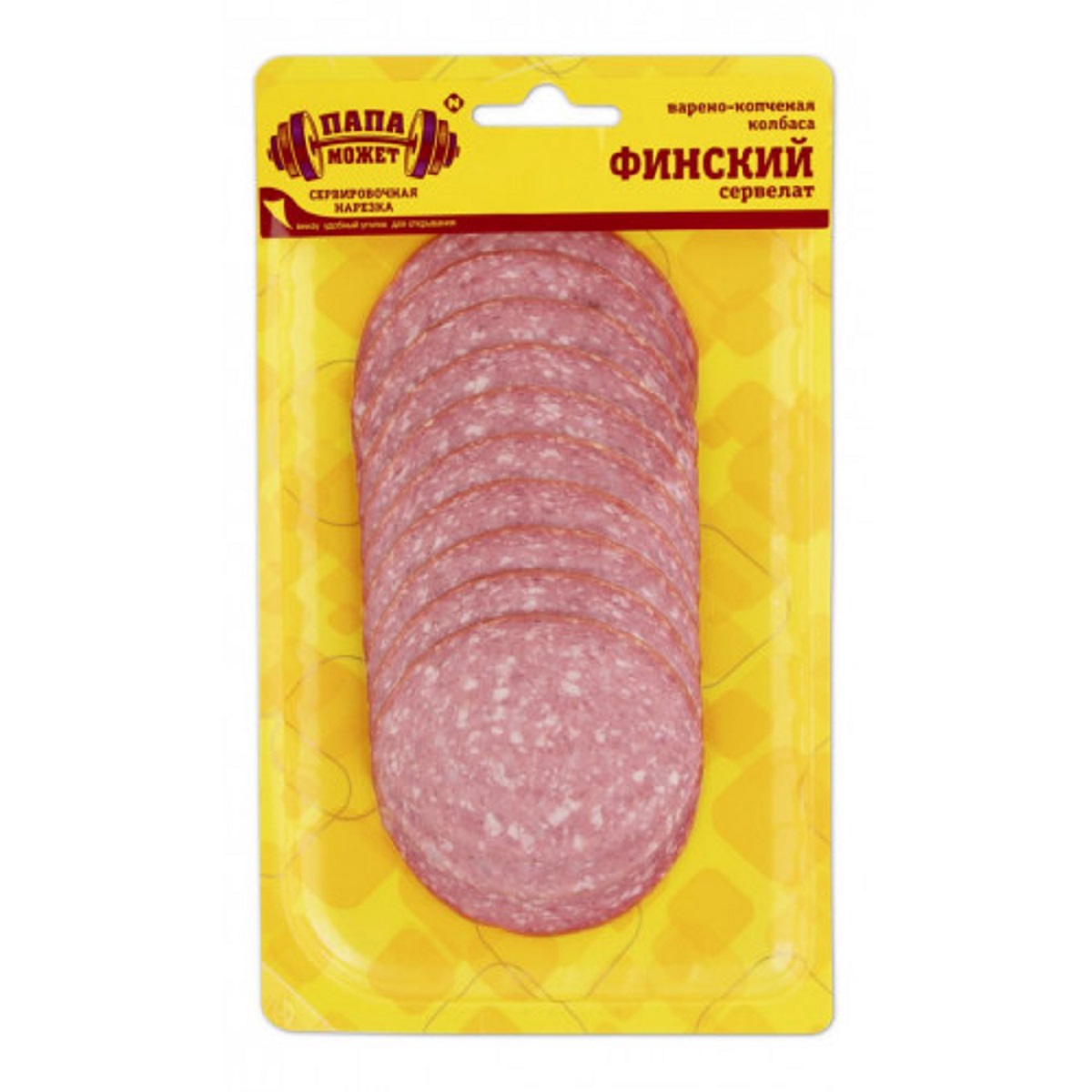 Колбаса Останкино Сервелат Финский варено-копченый в нарезке 100г 