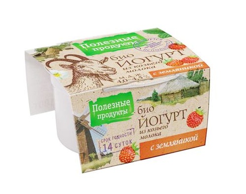 Биойогурт козий Полезные Продукты земляничный 4.5% 100г 