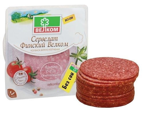 ВЕЛКОМ Сервелат Финский варено-копченый в нарезке 350г