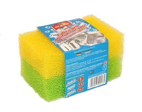 Acamic, губки для мытья посуды с функцией скребка, 2шт