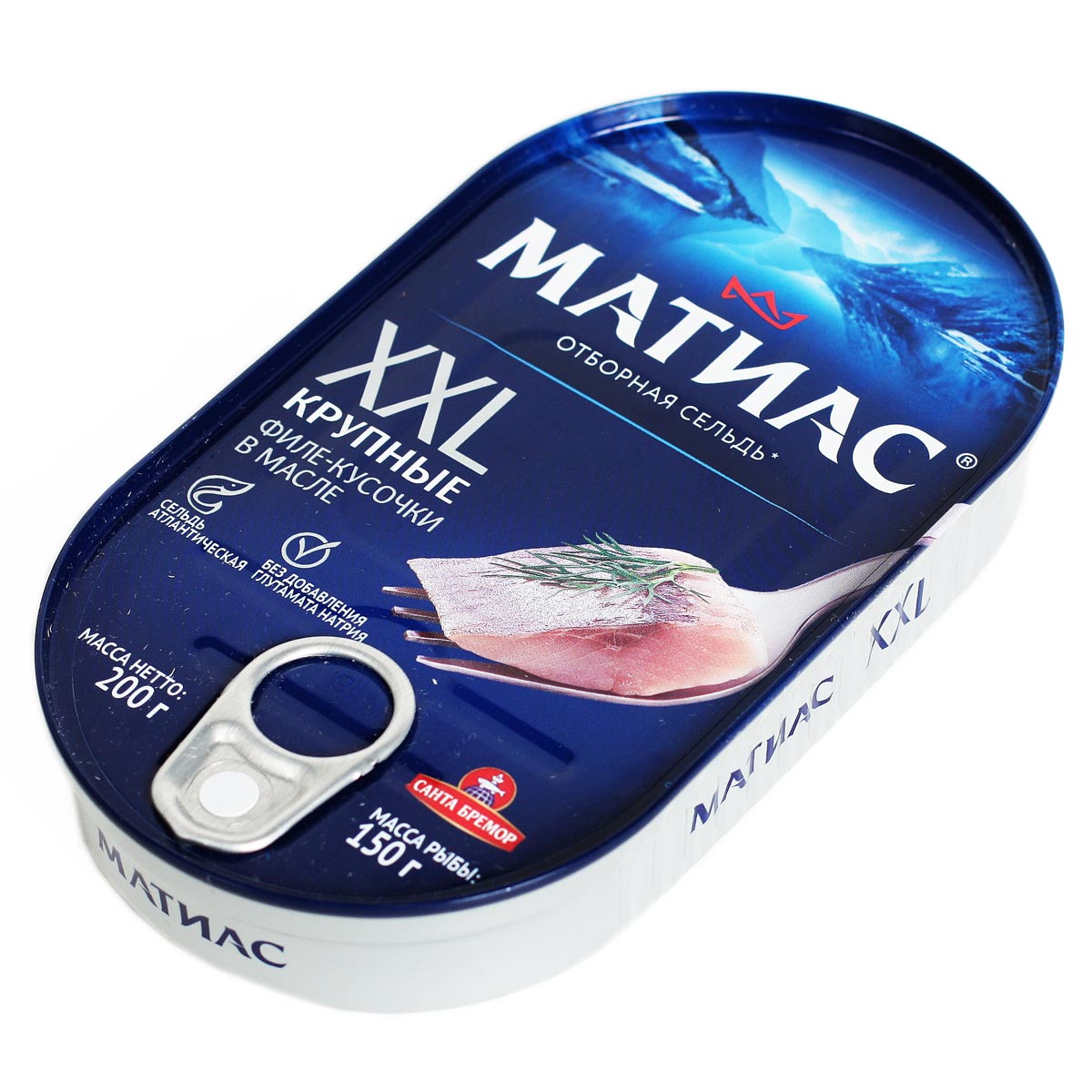 Матиас Отборная сельдь филе-кусочки в масле XXL 200г Матиас Отборная сельдь филе-кусочки в масле XXL 200г